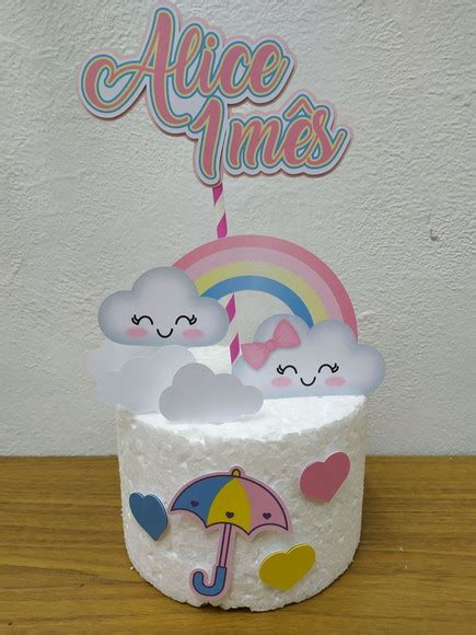 Topo De Bolo Chuva De Amor Nuvem Elo7 Produtos Especiais