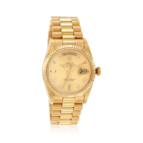 Pre Owned Rolex Day Date Mens 36mm Automatic 18kt Yellow Gold Watch Ross Simons