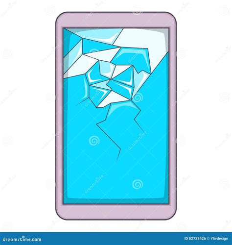 Smartphone With Broken Screen Icon Cartoon Style Stock Vector