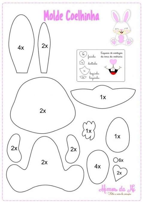 Molde Coelhinha De Feltro Pascoa Feltro E Moldes Para Artesanato