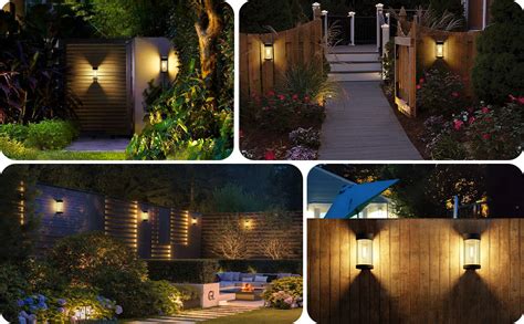 Woolmug Pack Solar Fence Lights Outdoor Metal Glass Solar Wall