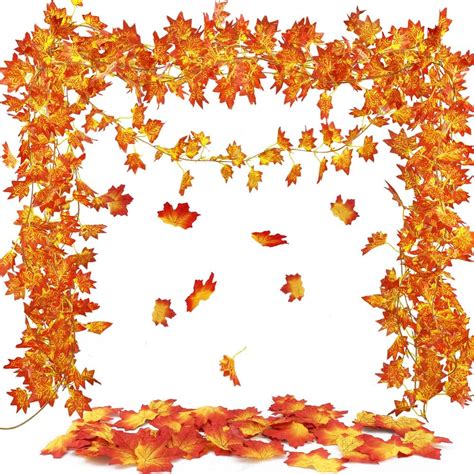 Dearhouse 2 Pack Fall Garland Maple Leaf 5 9ft Piece Hanging Vine Garland With 16