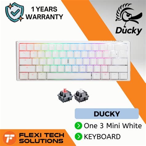 Flexi Tech DUCKY One 3 Mini White RGB Mechanical Keyboard Cherry MX