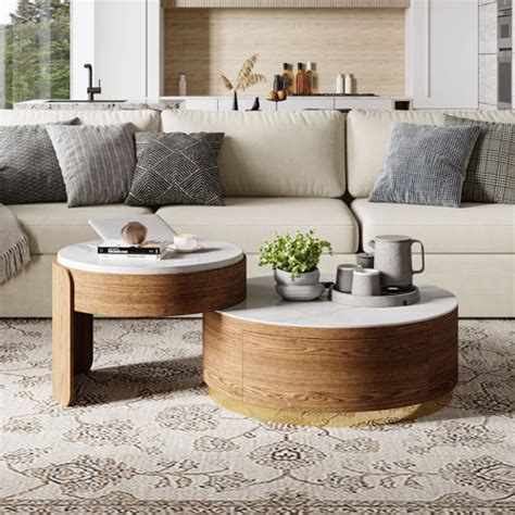 Orren Ellis Amarpreet Stone Top Nesting Coffee Table Wayfair