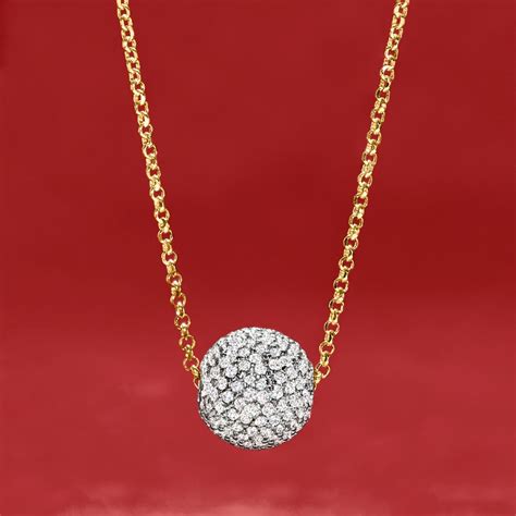 Italian 290 Ct Tw Cz Bead Necklace In Two Tone Sterling Silver