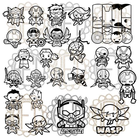 Kawaii Cute Chibi Avengers Marvel All In Pdf PNG EPS SVG Studio3 Etsy