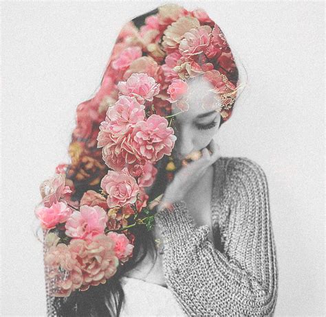 Girls With Flowers In Her Hair Double Exposure Photography Exposure