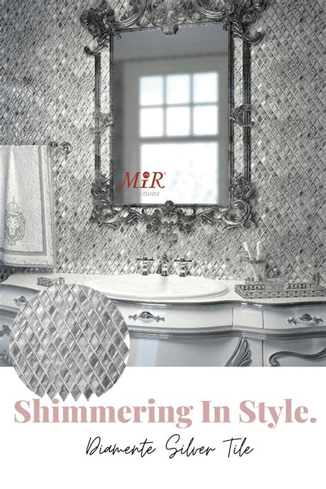 Striking Silver Mosaic Bathroom Feature Wall Tile Luxury Bathroom