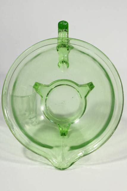 1930s Vintage Green Depression Glass Batter Pitcher Mixing Bowl Hazel Atlas Glassware