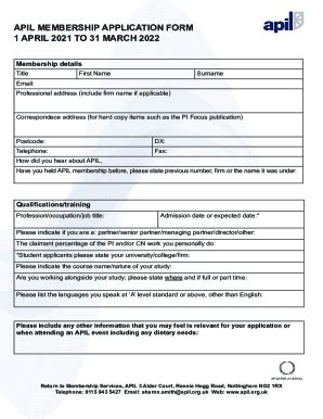 Fillable Online Fillable Online Apil Org Apil Application Form Fax