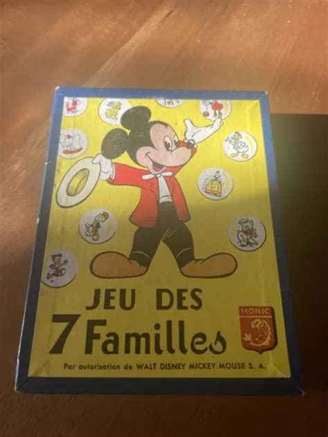 ANCIEN JEU DE 7 Familles WALT DISNEY MICKEY MOUSE Avec Boite Complet