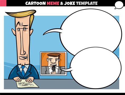 Cartoon Meme Template With Speech Bubble And Tv Host Vector Art