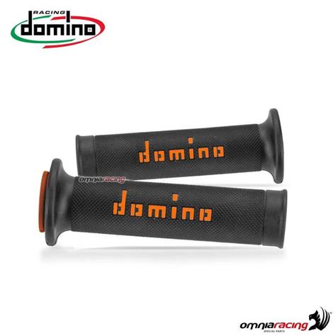 Pair Of Domino A Grips In Black Orange Rubber For Street Racing