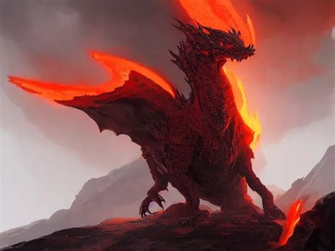 Mysterious Lava Dragon Concept Art By Greg Rutkowski Stable