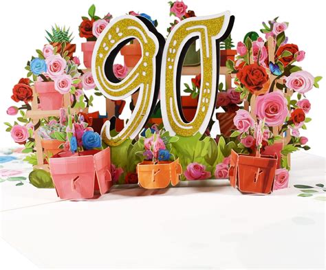 Lin Pop Up Biglietto Di Auguri Per 90 Anni 90 Compleanno Amazon