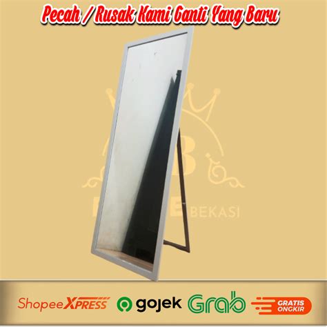 Jual Standing Mirror Cermin Berdiri Bingkai Minimalis Putih Ukuran 45