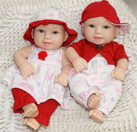 Couple Mini Boy and Girl Silicone Doll 11" Lifelike Reborn Baby Twins Kids Toys Wedding Gifts ...