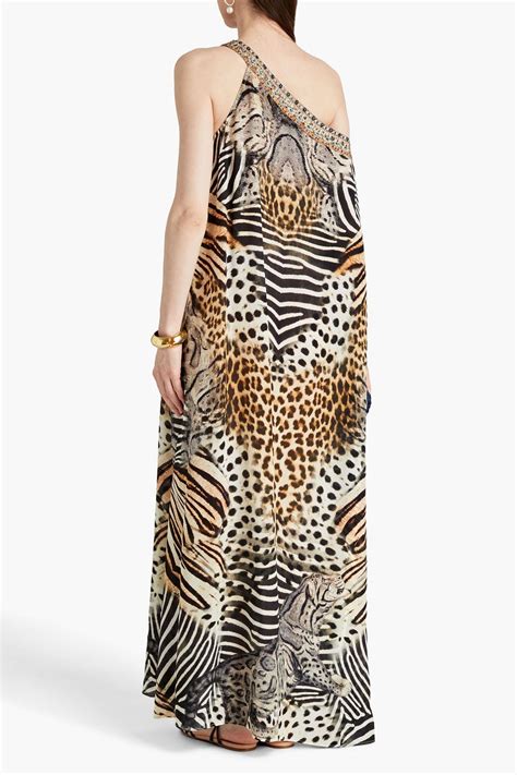 Camilla One Shoulder Embellished Printed Silk Crepe Maxi Dress The Outnet