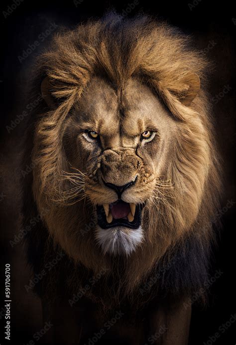 Lion portrait, king of the jungle. Stock Illustration | Adobe Stock