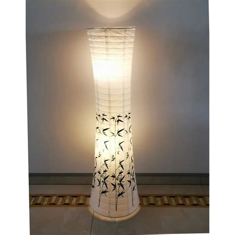 Lampadaire Design Lampe En Papier De Riz Avec D Cor Motif Bambou