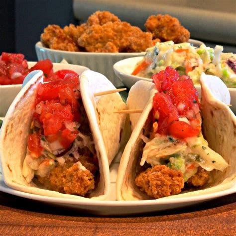 Popcorn Shrimp Tacos With Coleslaw Simply Sated