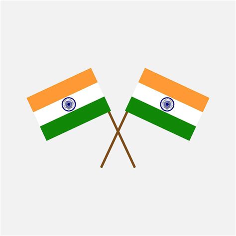Two crossed flags of india in official colors and proportion correctly