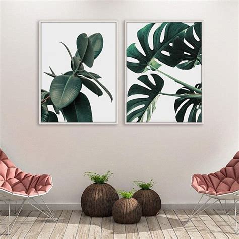 Tropical Plants Wall Art Set Tropical Plants Print Tropical Wall