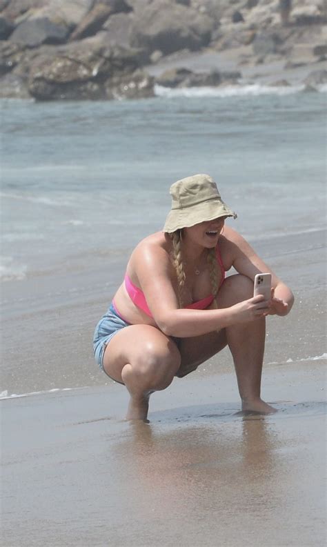 Iskra Lawrence Hits The Beach In A Hot Pink Bikini In LA 77 Photos