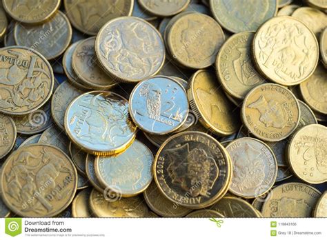 Australian Dollar Coins Macro Stock Photo - Image of golden, market ...