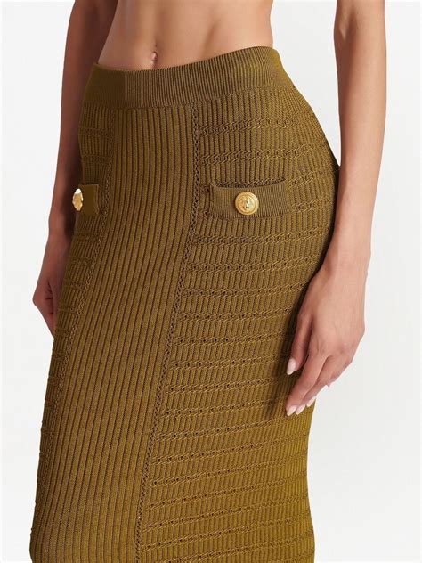 Balmain Ribbed Knit Pencil Skirt Farfetch