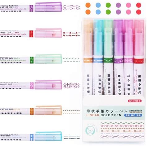 6Pcs Stylos Surligneurs Courbes Colorés Ensemble De Stylos Surligneurs