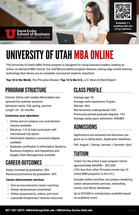 University of Utah MBA Online At a Glance by University of Utah's MBA ...