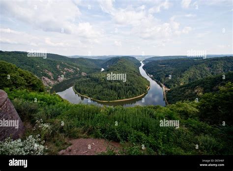 View Of The Saar Loop Near In Orscholz Near Mettlach In The Federal