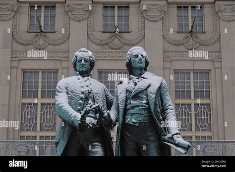 Weimar Germany 23rd Dec 2021 The Goethe Schiller Monument On