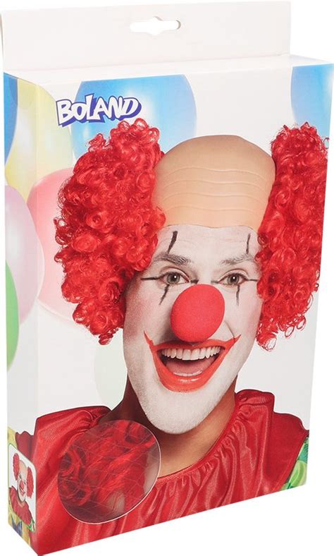 Boland Pruik Clown Baldy Rood Krullen Kort Vrouwen Clown