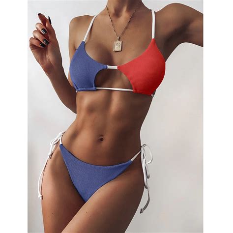 Snowsong Swim Suits For Women Bikini Sets Swimsuit Striped High Women