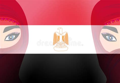 Cara De La Mujer Pintada Con La Bandera De Egipto Stock de ilustración