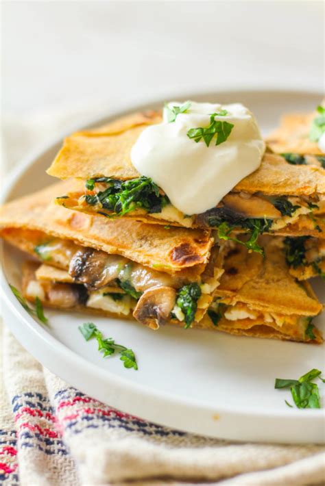 Spinach & Mushroom Chicken Quesadilla - Zen & Spice