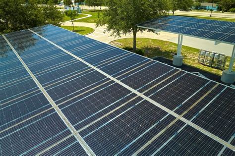 Premium Photo Aerial View Of Solar Panels Installed As Shade Roof