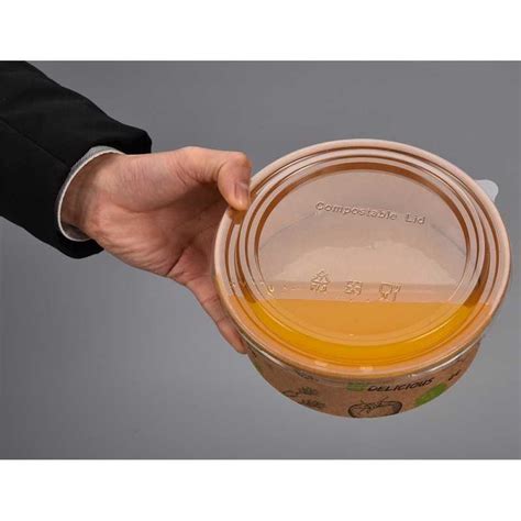 Bowl Kraft 750 Ml 25 Oz Con Tapa Transparente