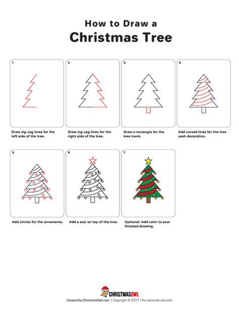 How To Draw A Christmas Tree Step By Step