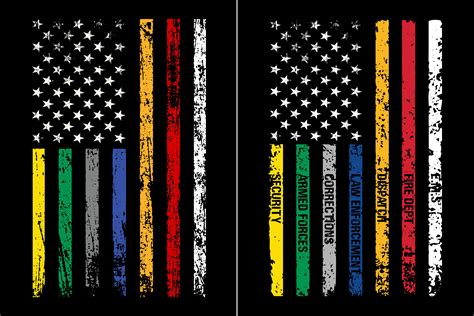 First Responders Hero Flag USA Thin Line Graphic by Flag Station · Creative Fabrica