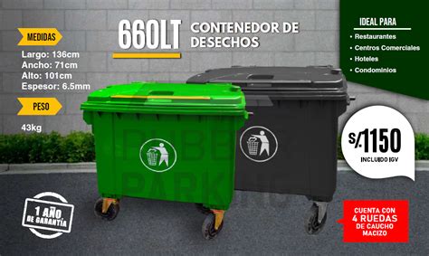 Contenedor De Basura Litros Con Ruedas De Caucho