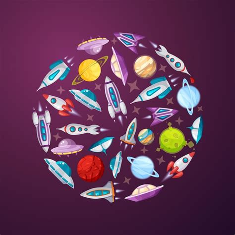 Premium Vector Space Planets Astronauts Rockets Universe Galaxy