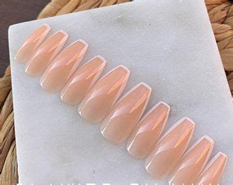 Pink Nude White Fran Ais Fake Nails Squoval Square Uv Gel Etsy Bijoux Uniques Bijoux