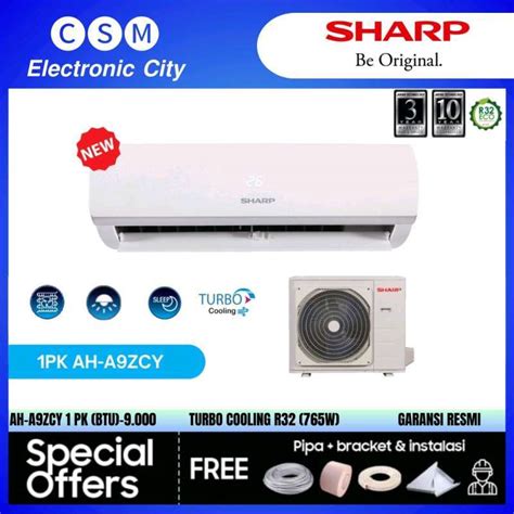 Jual Ac Sharp 1 Pk Ah A9zcy 1 Pk Standard Turbo Cooling R32 760w Btu