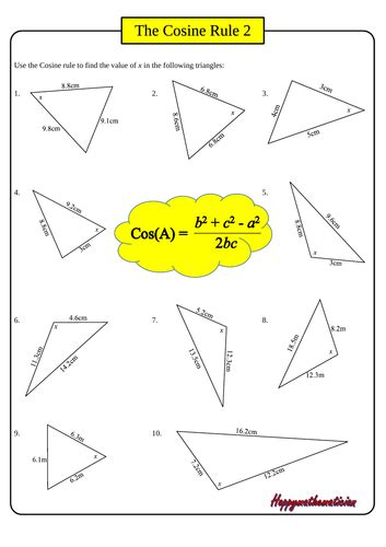 The Sine And Cosine Rule 6 Worksheets With Answers Teaching Resources