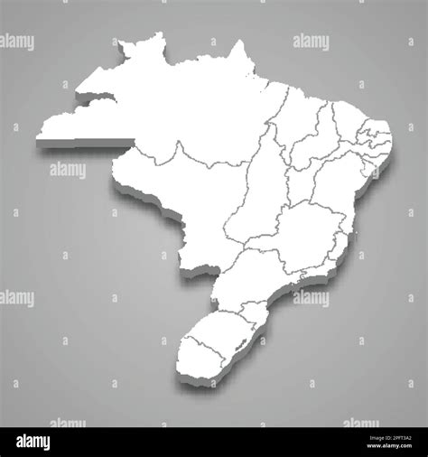 3d Isometric Map Of Empire Of Brazil Isolated With Shadow Former State