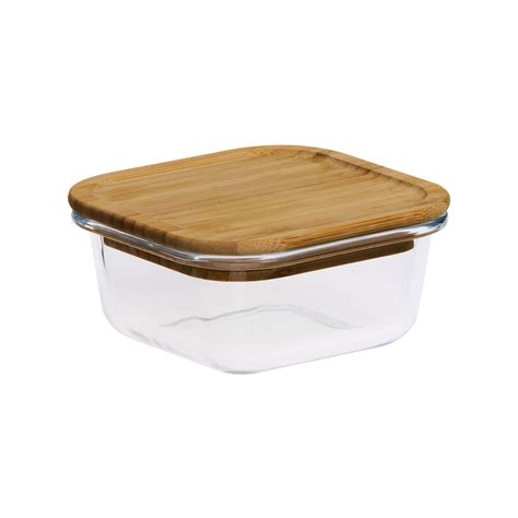 Kitchen Pro Eco Square Glass Container W Bamboo Lid 320ml Bunnings Australia