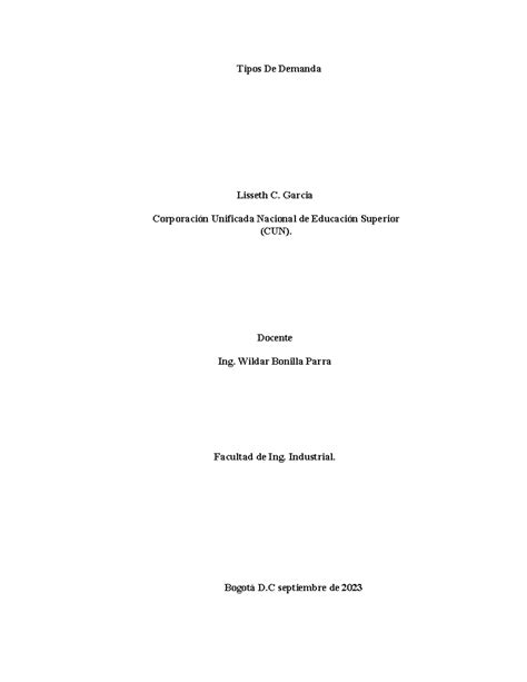 ACA III Gestion P Tipos De Demanda Lisseth C Garcia Corporación